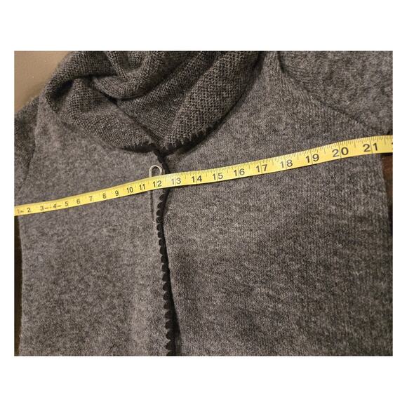 Adrienne Vittadini Wool-Blend Charcoal Gray Sweater Duster Cardigan Pockets L - Picture 8 of 10